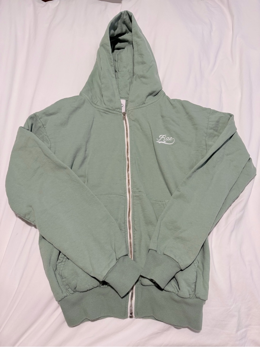 Rae Sage Green Zip-Up Hoodie